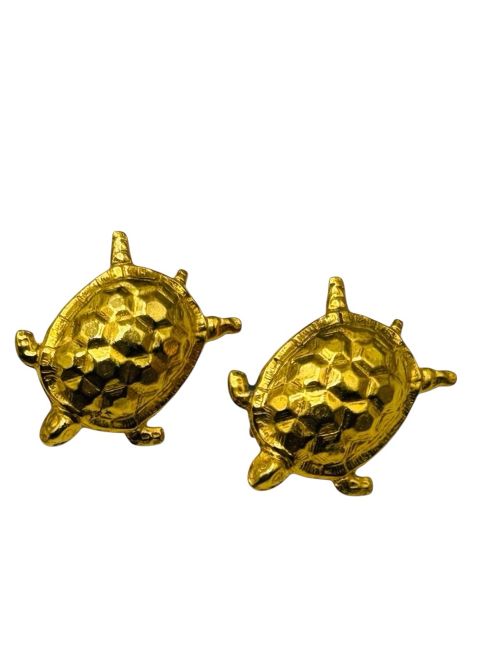 Vintage Gold Tone Turtle Clip Earrings
